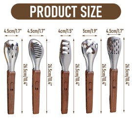 Rieoany 5 Pack Kitchen Tongs for Cooking, Stainless Steel Toast Tong with Anti-Slip Handle, Durable BBQ, Food, Cooking Tongs for Grilling, Serving & Kitchen Use