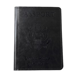 Fenzer B2G1 FREE Anti-Theft Leather Passport Holder ID Credit Card Cover Wallet BLACK