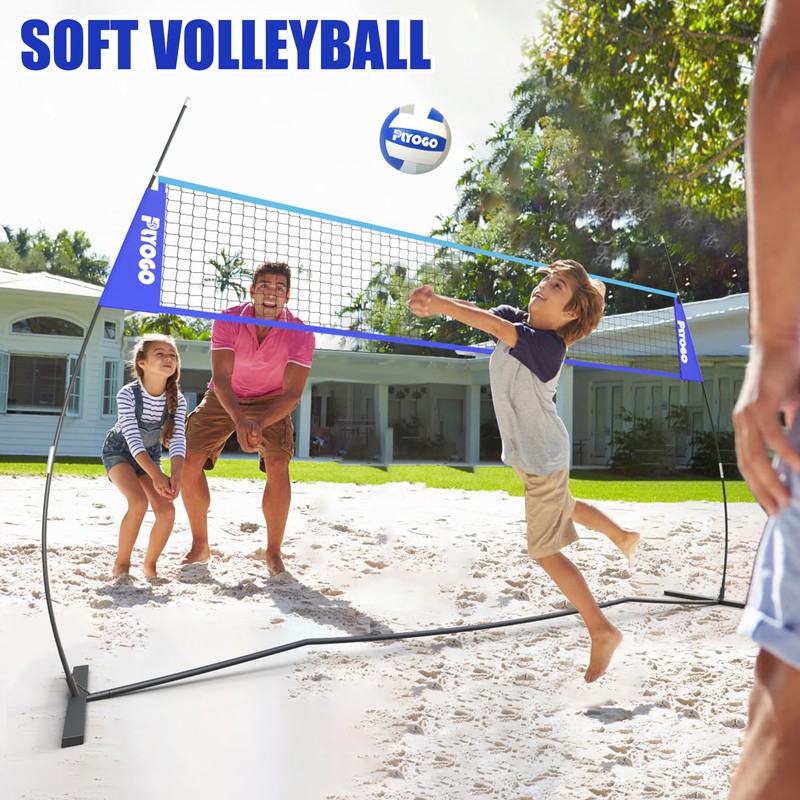PLYOGO Volleyball Net, 14FT Freestanding Volleyball Net for Backyard, Adjustable