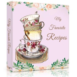 Recipe Binder with Plastic Sleeves, Full Page Cards and Dividers, Recipe Binder 8.5x11 3 Ring, Blank Recipe Book Binder to Write in Your Own Recipes ((Retro Cups)