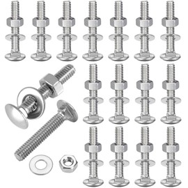 Wavanta 20 Pcs M6 Coach Bolts, M6 x 80mm 304 Stainless Stee Carriage Bolts, with Hexagon Nuts, Washer, Coach Screws, Nut and Bolt Set