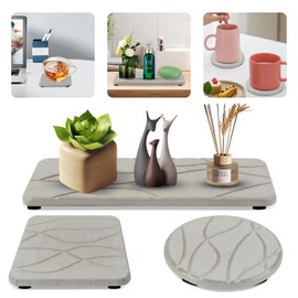 3PCS Water Absorbing Stone Tray for Sink,Diatomite Stone Sink Tray Coasters Drying Stone for Kitchen Counter,Bathroom Vanity Trays Soap Dish Toothbrush Holders