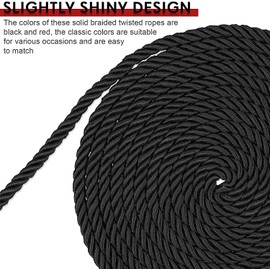 CRAFTCURL Nylon Twisted Rope - Durable & Slightly Shiny Design Braided Polyester Rope - Multipurpose Thick Nylon Suitable for Camping, Tie Down & Luggage Packaging, (100ft) (Purple & Black)