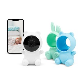 Garza - 1080P HD Baby Surveillance Camera with Temperature Sensor, Night Vision, Scream Detection, Lullabies, White Noise and WiFi 2.4GHz (3 Housing + Stand)