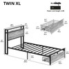 LIKIMIO Twin XL Bed Frames with Drawer, Storage Headboard with