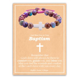 Baptism Gifts for Teens Granddaughter Niece Daughter, Christian Cross Bracelet Jewelry Gifts for Faith Catholic Baptism Favors Decorations Christening Easter Gifts for Teen Goddaughter Sister