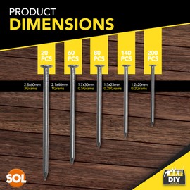 500pk Assorted Nails Pack | Nails for Hanging Pictures | Picture Nails for Walls | Small Nails for Wood | Fence Nails | Thin Nails | Picture Hanging Nails | Wood Nails Outdoor | Wall Nails for Picture