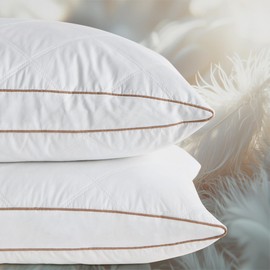 WOLKI Goose Down Feather Pillows, Pillows King Size Set of 2, 100% Soft Cotton Cover Bed Pillows, Hotel Pillow for Back, Stomach or Side Sleepers