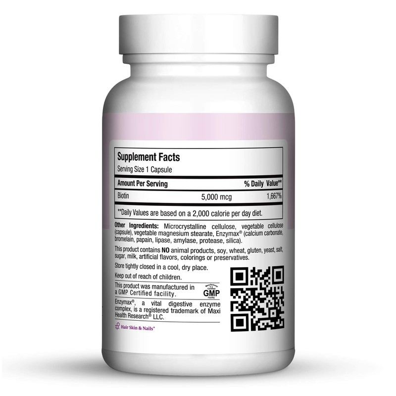 Maxi Health Biotin 5000 mcg – Hair Skin and Nails