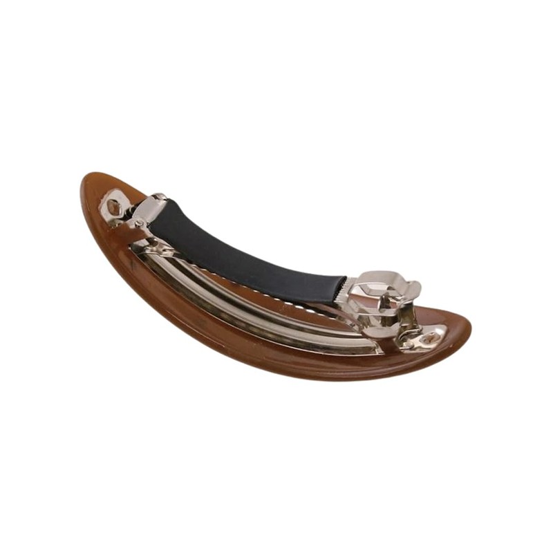 Vingtaine H7824-BR Barrette, Hair Clip, Studs, Oval Gloss, Elegant, Simple,