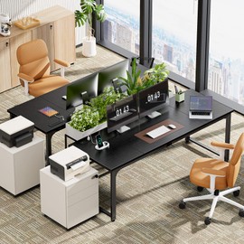 Huuger 63 x 24 inch Desk with Power Outlets & USB-C, Deeper & Thicker Desktop, Robust Metal Tubes, Computer Desk, Heavy Duty Office Desk, Work Gaming Desk, for Home Office, Black