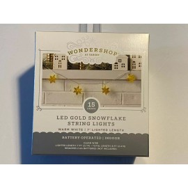 Wondershop at Target LED Gold Snowflake String Lights Warm White 7' Lighted Length Battery Timer NIB