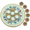 Unique Painted Glass Passover Seder Plate with Matching Matzah Serving