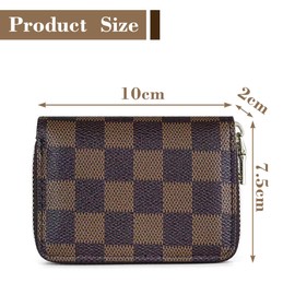 KBRPEY Credit Card Holder for Men and Women Small Zip Card Holder Purse Coin Pocket with Zip 10 Compartments Card Holder Stylish Simplicity, brown, Classic