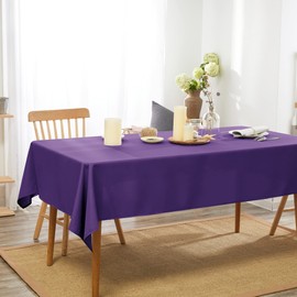 Deconovo Oxford Decorative Water Resistant Tablecloth Wipeable Rectangle Tablecloth for Kitchen Table 132x178cm(52x70in) Purple