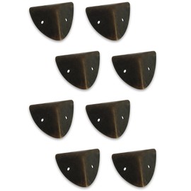 Creative Deco 8 x Corner Protectors Metal Chest Suitcase Trunks Box Protectors | 1.6 x 1.6 x 1.6 cm | Dark Brown | Corners Perfect for All Our Boxes