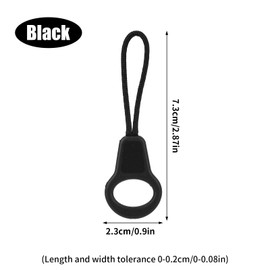 Gosknor 10pcs Zipper Pull Cords, Oval Shape Plastic and Polyester Zipper Pull Extender Zip Cords Tab Tags Replacement Accessories for Luggage Clothing Backpack Jackets Pants(Black)