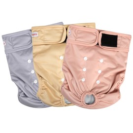 Female Dogs Diapers Belly Bands, Washable Reusable Female Doggy Wraps Panties for Doggie Puppy Pooping Potty Training Heat Incontinence Marking Pañal para Perro Pink Brown Purple Small