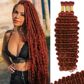 Human Braiding Hair for Boho Braids Human 110g 18 Inch Curly Boho Hair for Braiding Knotless 12A Deep Wave Bulk Bohemian 3 Bundles/Pack Natural Color (350#)