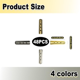 Yicoovey Set of 48 Metal Aglets Shoelace Tips, 4 Colours (Silver/Gunmetal/Antique Bronze/Gold) - 2.3 x 0.4 cm Copper Alloy for Sneakers/Hoodies, gold, One Size