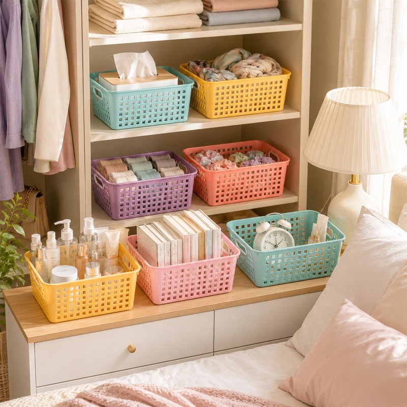gisgfim 6 Pack Medium Plastic Book Baskets 11 × 7.5
