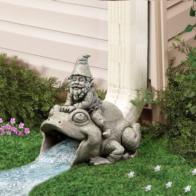 CT DISCOUNT STORE Cute, Playful Cat, Gnome and Frog Downspout