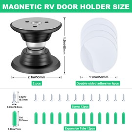2 Pack Magnetic RV Door Stop,Strong Magnetic Luggage Door Stop for RV Camper RV Travel Trailer Home Kitchen, RV Door Latch with Tape and Screws Set