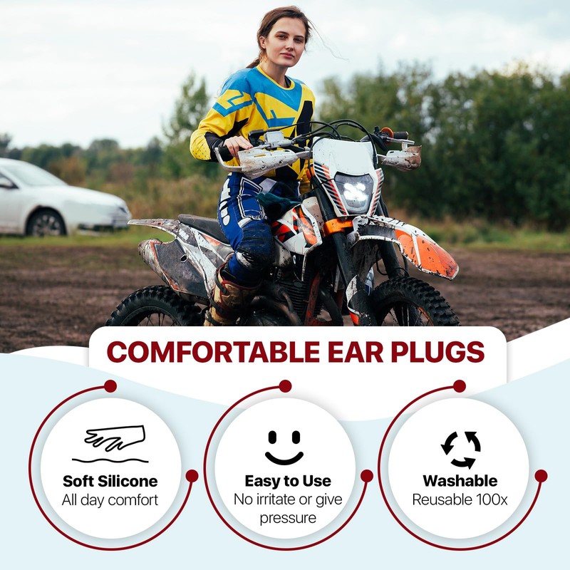 Motorcycle Ear Plugs 2 Pairs, Wind Noise Reduction & Prevent