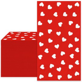 Whaline Whaline 100Pcs Valentine's Day Guest Napkins Heart 3 Ply Disposable Paper Napkins Love Heart Dinner Hand Towel Napkins for Holiday Party Table Decor Supplies