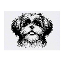 'Happy Shih Tzu Dog' Temporary Tattoo - Water Resistant, Skin-Safe, Non-Toxic Transfer (TO00080349)
