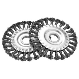 Set of 2 Round Brush Set, Wire Brush Angle Grinder 125 mm x 22 mm, Disc Brush, Braid Round Brush, Steel Wire for Drill, Steel Brush with Braided Wire Bristles, Wire Brush for Angle Grinder