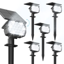 VOLISUN Solar Spotlight Outdoor, IP67 Waterproof Solar Landscape Spot Lights，Uplights for Yard Garden Pathway - 6 Pack (Cool White) 27 LED 3 Lighting Modes