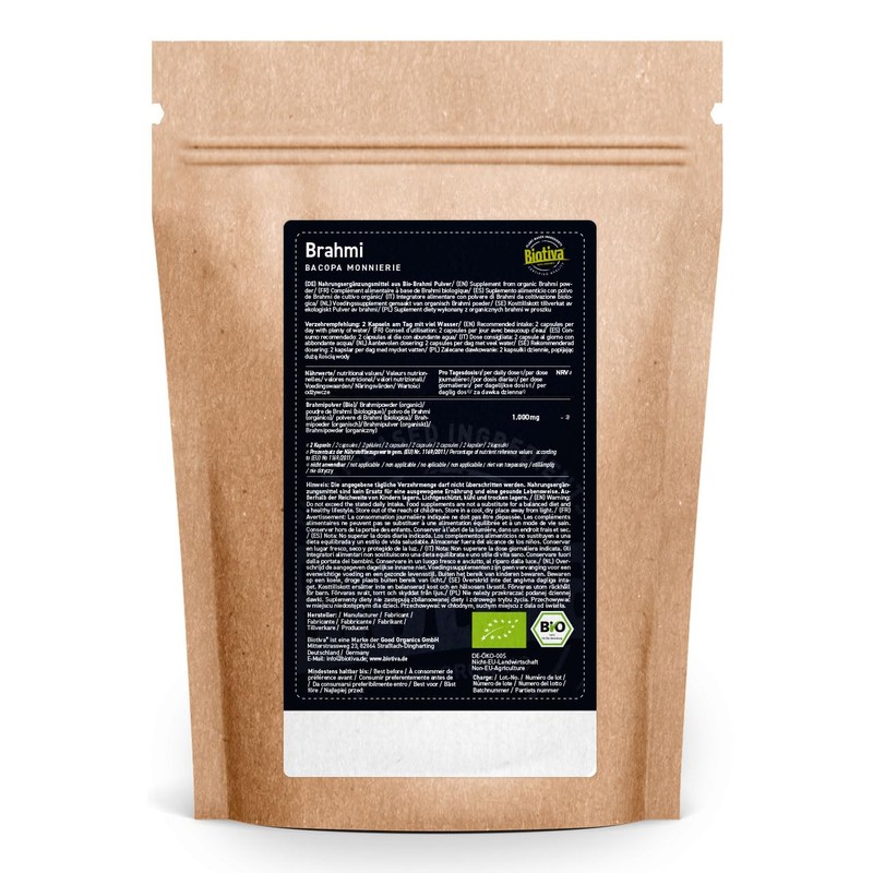 Brahmi Capsules Organic | 180 Capsules | 500mg per Capsule
