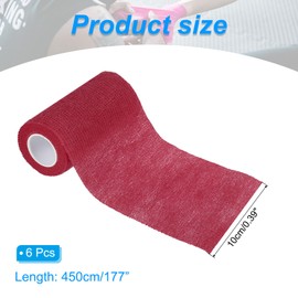 PATIKIL 4" x 177" Self Adhesive Bandage Wrap, 6 Pcs Elastic Self Breathable Self Adherent Wrap Tape for Stretch Athletic Sports Wrist Ankle Outdoor Tape, Wine Red