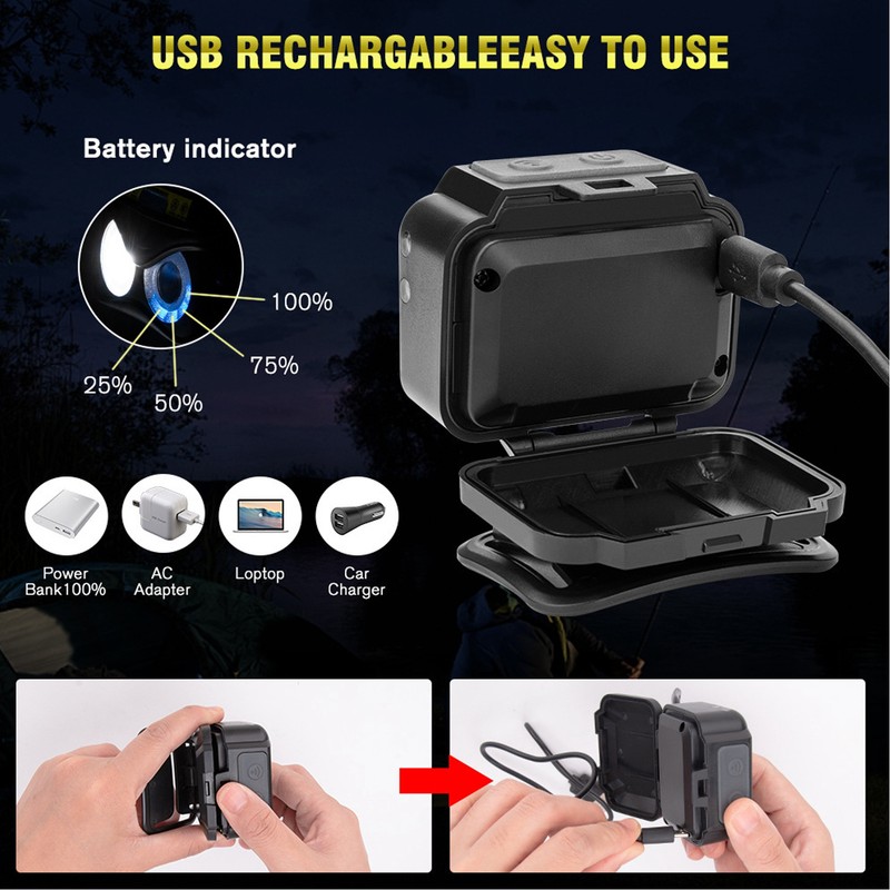 Brighter Headlight XPG+COB USB Human Induction Charging Outdoor Waterproof Hiking