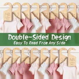 Wooden Baby Closet Dividers - 8 Pcs Double-Sided Design for Newborn Nursery Room Wardrobe Storage by Months Size - Perfect Toddler Clothes Organizer