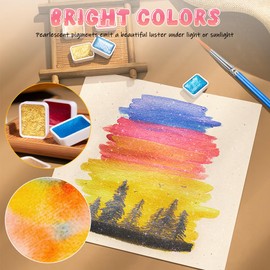 Forestry Shifting Watercolor Painting Set,20 Colors Watercolor Painting Set Shifting Watercolor Painting,Shimmer Metallic Colourful Paints Set,Metallic Watercolor Paint Set for Art Painting-2PCS