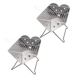 Vaygway Flatpack Portable Foldable Stainless Steel Grill and Fire Pit- Premium Quality Portable Travelling BBQ Grill- Wood Burning Charcoal Grill- For Camping, Hiking, Picnics (2 Pack)