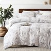 100% Natural Cotton 2pcs Floral Duvet Cover Sets - Grayish