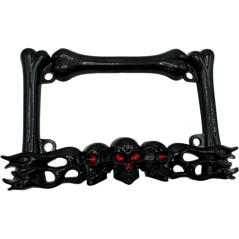 Heavy-Duty Skull Motorcycle License Plate Frame – Fits 7 x