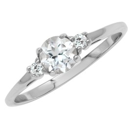 Silvershake Petite Genuine White Topaz 925 Sterling Silver Promise Ring Size 8.5