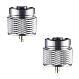 2PCS Camping Stove Adapter Silver Propane Canister Converter Propane Small Tank Input EN417 Lindal Valve Output Propane to Butane Adapter Camp Fuel Adapter for Outdoor Backpack Hiking