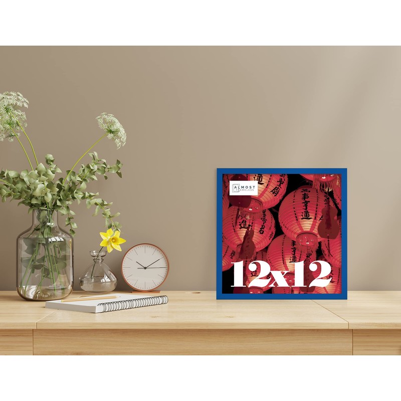 12x12 Inch Blue Square Thin Photo Frame Wall Mountable Thin