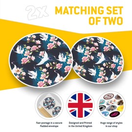Awesome Vinyl Stickers (Set of 2) 20cm - Oriental Crane Bird Roses Pattern Fun Decals for Laptops,Tablets,Luggage,Scrap Booking,Fridges #45954