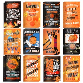 OXYLIPO 24 Pieces Basketball Inspirational Mini Notepad - Basketball Party Favor Small Memo Journal Notebook Pocket with 12 Designs, 3.15x4.92 Inches for Teenager Classroom Birthday Party Supplies