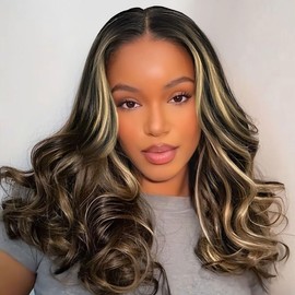 mscoco Highlight Balayage Wear and Go Glueless Wigs Human Hair Pre Plucked Pre Cut 6×5 Loose Body Wave HD Lace Closure Wigs Human Hair for Black Women Pre Bleached Knots 200% Density 18inch