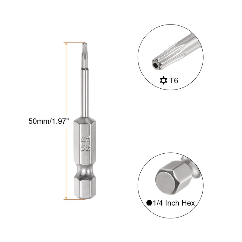 HARFINGTON 5Pcs Security Torx Bit 1/4" Hex Shank 2" Long