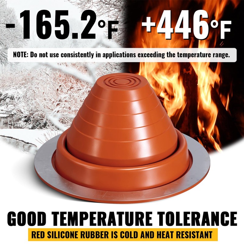 VIVIDA #3 Silicone Metal Roof Pipe Flashing Boot, High Temp