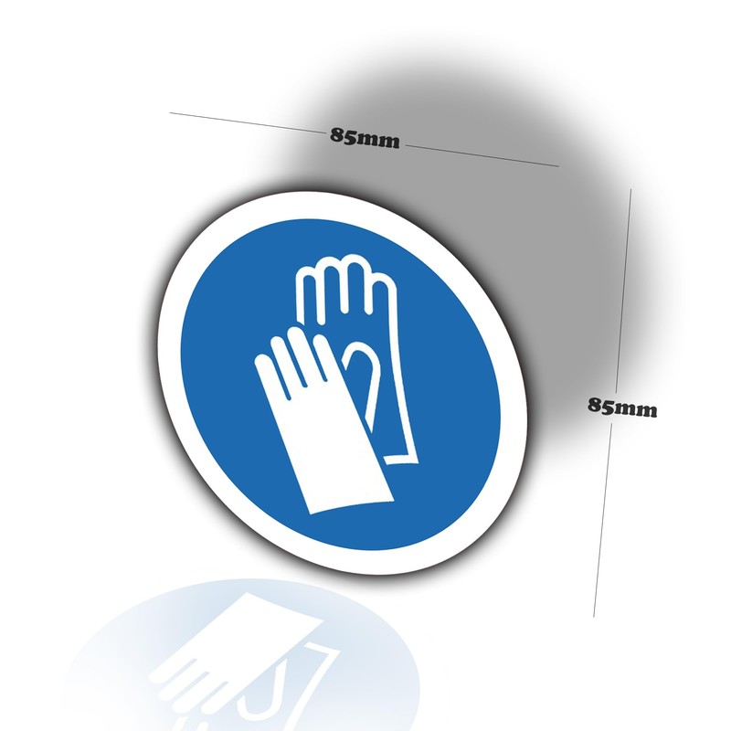 8 Pack - Protective Gloves Must Be Worn Stickers -