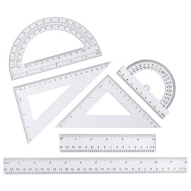 Zotemo 6-Piece Clear Math Geometry Set with 12-Inch and 6-Inch Rulers, 2 Triangles, 2 Protractors